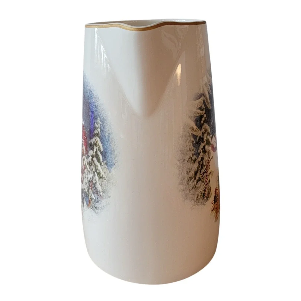 Pottery Barn Nostalgic Santa Pitcher‎ Snowman Christmas Holiday 94 oz Rare